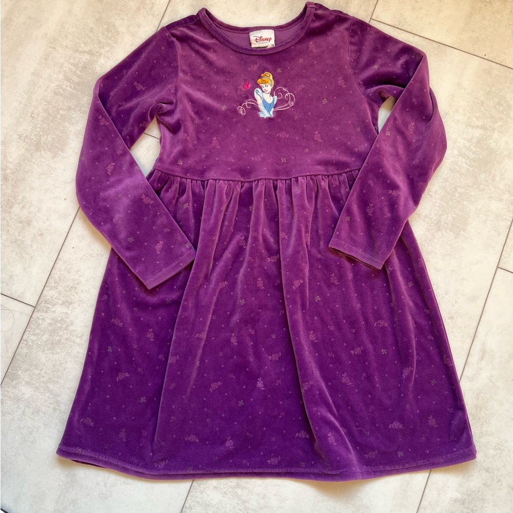 Disney vintage y2k purple Princess Velvet Dress long sleeve‎ size 7/8